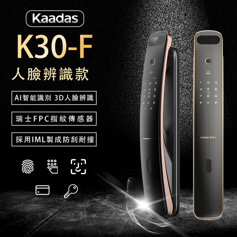 凱迪仕Kaadas 3D人臉辨識 推拉款電子鎖 K30-F