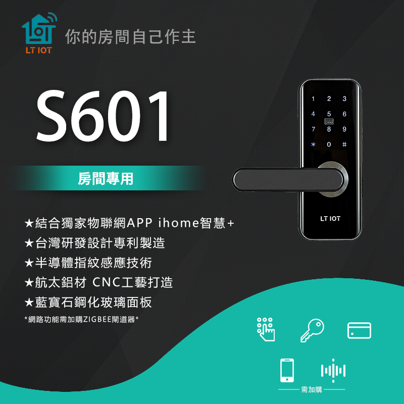 聯泰LTIOT 密碼款把手 物聯網輔助電子鎖 – S601
