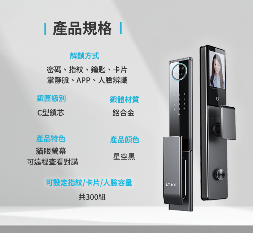 聯泰LTIOT 人臉辨識貓眼 物聯網電子鎖 – X8MAX